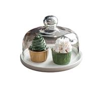 XUJUAN-0227 Supporto per torta Piatti di frutta con coperchi Alzate for torte Cupole for torta in vetro(Bianco,Grande)