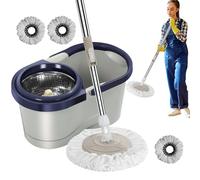 Xujuika Mop Rotante Autopulente | Lavapavimenti Rotante Con Secchio | Mocios Mop Autostrizzante 2 In 1 Con Testa Rotante 360 Rotante 360 Con Testa Staccabile - Di Pulizia Dei Pavimenti Senza Sforzo