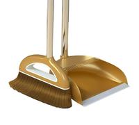 Xujuika Set di Scopa E Paletta | Scopa E Paletta in Piedi | Set Scopa E Paletta con Manico Lungo | Set di Scopa con Denti A Pettine Verticale Manico per Cucina, Ufficio, Pavimento, Leggera E Robusta