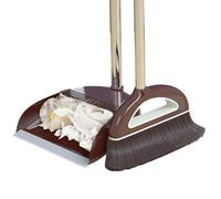 Xujuika Set di Scopa E Paletta | Scopa E Paletta in Piedi | Set Scopa E Paletta con Manico Lungo | Set di Scopa con Denti A Pettine Verticale Manico per Cucina, Ufficio, Pavimento, Leggera E Robusta