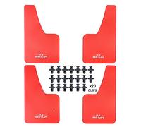 XUKEY 4 pz Universale Parafanghi 36x21cm rosso per Auto SUV Van Hatchback UTV ATV Anteriore Posteriore Fango Flaps Paraspruzzi Parafanghi con Hardware ("R.S MUD Flaps"-Lettera)
