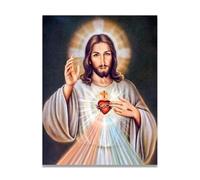 xukgmsg Cuore Ardente Ritratto Di Gesù Cristo Su Tela Decorazione Murale Olio Su Tela Quadro Della Bibbia Di Gesù Per La Decorazione Poster Decorazioni Per La Chiesa Stampa 80x60cm