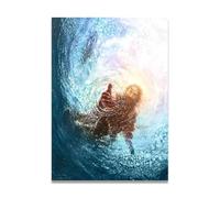 xukgmsg Stretta Di Mano Sull'Acqua Ritratto Di Gesù Cristo Su Tela Decorazione Murale Olio Su Tela Quadro Della Bibbia Di Gesù Per La Decorazione Poster Decorazioni Per La Chiesa Stampa 40x30cm