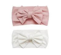 XUKZIMA 2 Pcs Fascia Elastica Neonata Accessori per Capelli Fiocchi Regalo Bambini Foto Bianco Rosa