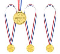 XUKZIMA 5 medaglie d'oro in plastica per bambini, premio per feste per bambini, con nastri per collo, per feste, festival, competizioni sportive, giocattoli, premi, premi