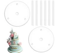 XUKZIMA Base Torta, 2 supporti con 6 tasselli in plastica, basi polistirolo scenografiche, alzata dolci (20cm), riutilizzabili impilate a più livelli, che decorano festa di compleanno