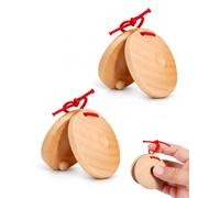XUKZIMA Castagnette in Legno Naturale, Set da 2 | Strumento a percussione ergonomico con risonanza pura. Ideali per educazione musicale e training ritmico