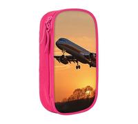XULLZH Aeroplano in The Evening Light Print Grande Capacità Cerniera Matita Box Doppio Deck Pen Bag Trucco Penna Pouch Forniture per Ufficio, Rosa, One Size, Moderna