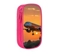 XULLZH Aeroplano in The Evening Light Print Grande Capacità Cerniera Matita Box Doppio Deck Pen Bag Trucco Penna Pouch Forniture per Ufficio, Rosa, One Size, Moderna