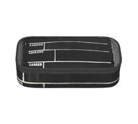 XULLZH Astuccio classico con stampa nera con scomparti di grande capacità, astuccio per matite e articoli da toeletta da viaggio, Nero, One Size, Moderna