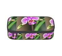 XULLZH Astuccio per matite con stampa di orchidee e scomparti di grande capacità, astuccio da viaggio per articoli da toeletta, Nero, One Size, Moderna