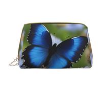 XULLZH Blue Butterfly Print Leather Zip Portatile per Donna Viaggio Toiletry PouchKit Organizer Piccolo Sacchetto Trucco, Bianco, Taglia Unica, Bianco, One Size