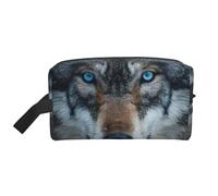 XULLZH Blue Eyes Lupo Stampa Grande Capacità Viaggio Cosmetici Organizzatore Portatile Sacchetto Zipper Toiletry Bag Bianco, Taglia Unica, Bianco, One Size