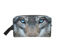 XULLZH Blue Eyes Lupo Stampa Grande Capacità Viaggio Cosmetici Organizzatore Portatile Sacchetto Zipper Toiletry Bag Bianco, Taglia Unica, Bianco, One Size