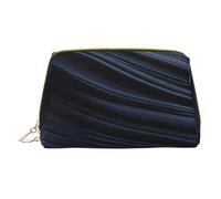 XULLZH Blue Line Print Leather Zip Portatile per Donna Viaggio Toiletry PouchKit Organizer Piccolo Trucco Pouch, Bianco, Taglia Unica, Bianco, One Size