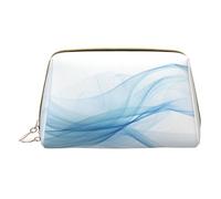 XULLZH Blue Line Print Leather Zip Portatile per Donna Viaggio Toiletry PouchKit Organizer Piccolo Trucco Pouch, Bianco, Taglia Unica, Bianco, One Size