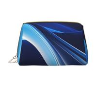 XULLZH Blue Wave Stripe Print Leather Zip Portatile per le Donne Viaggio Toiletry PouchKit Organizer Piccolo Sacchetto Trucco, Bianco, Taglia Unica, Bianco, One Size