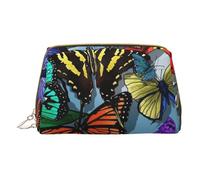 XULLZH Borsa da viaggio in pelle con stampa a farfalla a colori disegnata a mano con cerniera, portatile, da donna, per articoli da toeletta da viaggio, piccola, bianca, taglia unica, Bianco, One Size