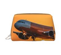 XULLZH Borsa da viaggio portatile da donna in pelle con stampa aeroplano in The Evening Light Print con cerniera, per articoli da toeletta da viaggio, piccola, bianca, taglia unica, Bianco, One Size