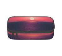 XULLZH Bright Moon at Sea Hippie Stampa Grande Capacità Scomparti Astuccio Matita Astuccio Astuccio Viaggio Toilette Organizer Bag, Nero, One Size, Moderna