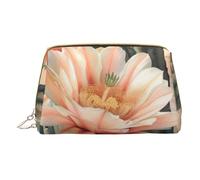 XULLZH Cactus Floral Bloom Print Leather Zip Portatile per le Donne Viaggio Toiletry PouchKit Organizer Piccolo Pochette Trucco, Bianco, Taglia Unica, Bianco, One Size