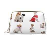 XULLZH Carino Chihuahua Carlino Stampa Pelle Zip Portatile per Le Donne Viaggio Toiletry PouchKit Organizer Piccolo Sacchetto Trucco, Bianco, Taglia Unica, Bianco, One Size