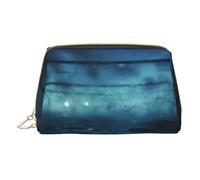 XULLZH Deep Blue Animal Whale Print Leather Zip Portatile per Donne Viaggio Toiletry PouchKit Organizer Piccolo Pochette Trucco, Bianco, Taglia Unica, Bianco, One Size