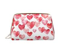 XULLZH Falling Red Hearts Print Leather Zip Portatile per le Donne Viaggio Toiletry PouchKit Organizer Piccolo Pochette Trucco, Bianco, Taglia Unica, Bianco, One Size