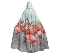 XULLZH Flock of Red Flamingos on the Beach Mantello da adulto Mantello lungo con cappuccio con cappuccio Costume di Natale Halloween Festa a tema Giochi di ruolo