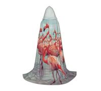 XULLZH Gregge di fenicotteri rossi sulla spiaggia stampa mantello con cappuccio Halloween Natale mantello costume donna uomo adulto mascherata Dress Up