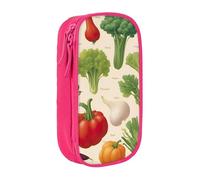 XULLZH Introduzione di varie verdure Stampa Grande Capacità Zipper Pencil Box a doppio ponte Penna Bag Make-up Pen Pouch Forniture per ufficio, Rosa, One Size, Moderna