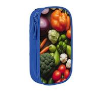 XULLZH Introduzione di varie verdure Stampa Grande Capacità Zipper Pencil Box a doppio ponte Penna Bag Make-up Pen Pouch Forniture per ufficio, Blu, One Size, Moderna