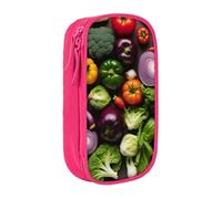 XULLZH Introduzione di varie verdure Stampa Grande Capacità Zipper Pencil Box a doppio ponte Penna Bag Make-up Pen Pouch Forniture per ufficio, Rosa, One Size, Moderna