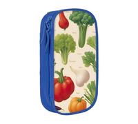 XULLZH Introduzione di varie verdure Stampa Grande Capacità Zipper Pencil Box a doppio ponte Penna Bag Make-up Pen Pouch Forniture per ufficio, Blu, One Size, Moderna