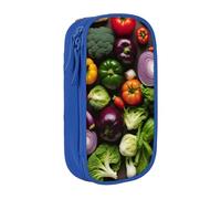 XULLZH Introduzione di varie verdure Stampa Grande Capacità Zipper Pencil Box a doppio ponte Penna Bag Make-up Pen Pouch Forniture per ufficio, Blu, One Size, Moderna