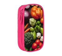 XULLZH Introduzione di varie verdure Stampa Grande Capacità Zipper Pencil Box a doppio ponte Penna Bag Make-up Pen Pouch Forniture per ufficio, Rosa, One Size, Moderna