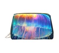 XULLZH Jellyfish ocean Print Leather Zip Portatile per le Donne Viaggio Toiletry PouchKit Organizer Piccolo Pochette Trucco, Bianco, Taglia Unica, Bianco, One Size