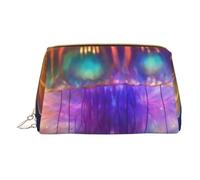 XULLZH Jellyfish ocean Print Leather Zip Portatile per le Donne Viaggio Toiletry PouchKit Organizer Piccolo Pochette Trucco, Bianco, Taglia Unica, Bianco, One Size