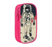 XULLZH Lunar Astronauta Stampa Grande Capacità Cerniera Matita Box Doppio Piano Penna Sacchetto Trucco Penna Pouch Forniture Ufficio, Rosa, One Size, Moderna