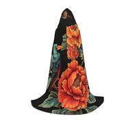 XULLZH Mantello con cappuccio con stampa floreale e uccellino, per Halloween, Natale, costume da donna, uomo, adulto, travestimento in maschera