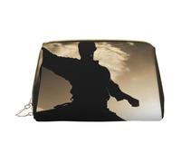 XULLZH Silhouettes of Martial Arts Print Leather Zip Portable for Women Travel Toiletry PouchKit Organizer Small Makeup Pouch, Bianco, Taglia Unica, Bianco, One Size