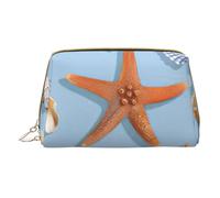 XULLZH Stella marina e conchiglie stampa in pelle con cerniera portatile per donna borsa da toeletta da viaggio organizer piccolo astuccio per trucco, bianco, taglia unica, Bianco, One Size