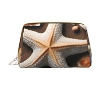 XULLZH Stella marina e conchiglie stampa pelle zip portatile per donne viaggio articoli da toeletta PouchKit organizer piccolo astuccio per il trucco, bianco, taglia unica, Bianco, One Size