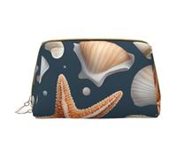 XULLZH Stella marina e conchiglie stampa pelle zip portatile per donne viaggio articoli da toeletta PouchKit organizer piccolo astuccio per il trucco, bianco, taglia unica, Bianco, One Size