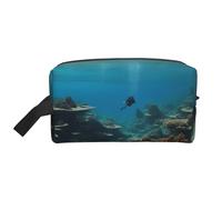 XULLZH Underwater Ocean View Print Grande capacità Viaggio Organizzatore Cosmetici Portatile Sacchetto Cerniera Toilette Storage Bag Bianco, Taglia Unica, Bianco, One Size