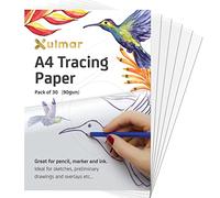 Xulmar Carta da ricalco, formato A4, 90 g/m², confezione da 30 fogli per modelli di cucito, sovrapposizioni e schizzi su carta artistica e album da disegno