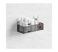 Xumh2024-3 Mensole Bagno Un rack di stoccaggio a parete che non richiede fori da praticare nel muro for il lavabo del water Porta Shampoo Doccia(Nero,Piccolo)