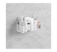 Xumh2024-3 Mensole Bagno Un rack di stoccaggio a parete che non richiede fori da praticare nel muro for il lavabo del water Porta Shampoo Doccia(Bianco,Piccolo)