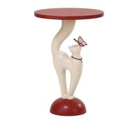 Xumh2024-3 Mobiletti Tavolino a colonna a forma di gatto con base semicircolare superiore rotonda for riporre la camera da letto camera da letto(Bianco,Piccolo)