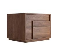 Xumh2024-3 Mobiletti Tutto il legno comodino quadrato tronco marrone/nero comodino doppio cassetto portaoggetti maniglia nascosta camera da letto comodino mobili camera da letto(Bruin)